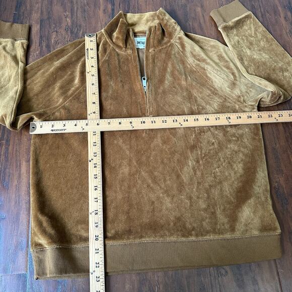 MADEWELL MWL Velour Half Zip Sweatshirt Brown Pullover Relaxed Fit - Picture 8 of 8